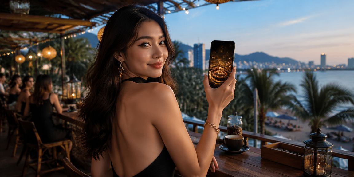 Người đang xem bóng đá trên điện thoại tại Hà Nội quán cà phê